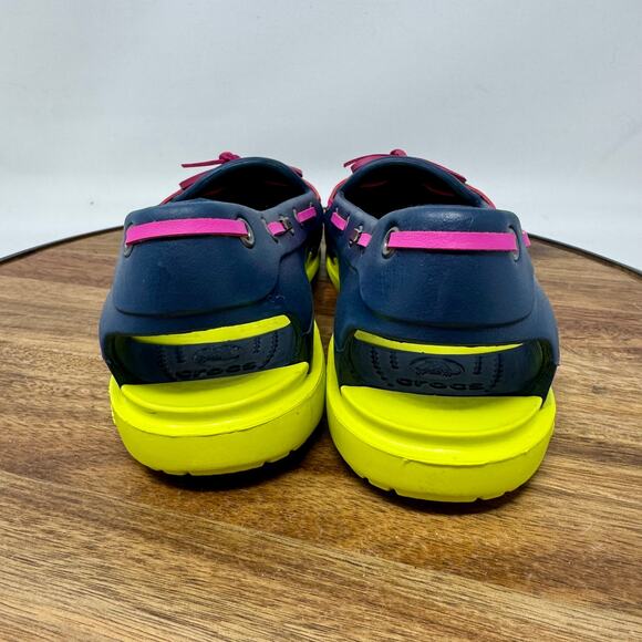 Crocs Women's Beach Line Boat Shoes Blue/Yellow/Pink Size 8 - Picture 4 of 8